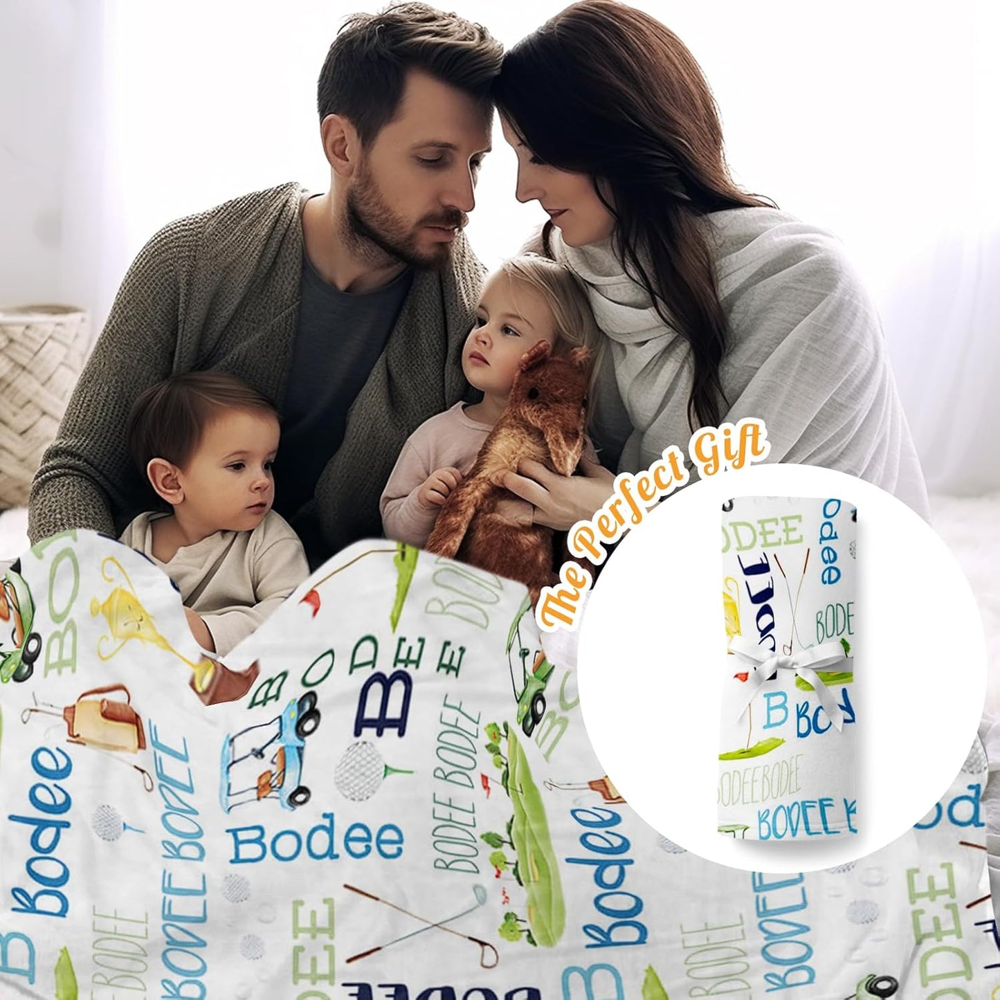 Custom Name Golf Blanket - Personalized Names Soft Plush Flannel Throw Blankets for Baby Kids Teen Boys Girls Holidays Birthdays Gifts Color20