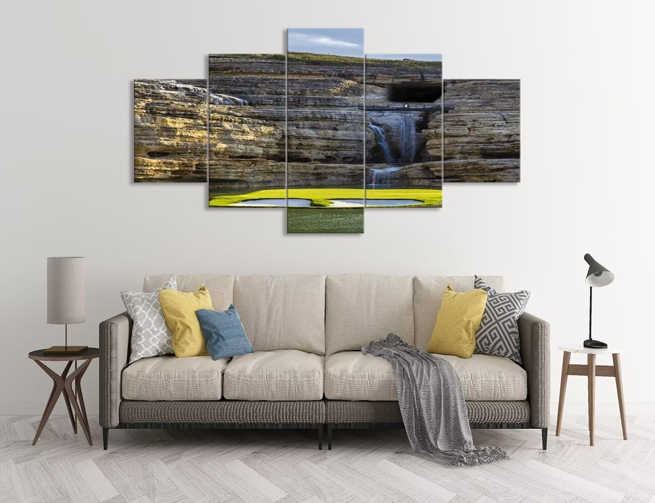 chenchenArt Payne's Valley Golf Course 19th Hole Wall Art for Living Room Bedroom Bathroom Home Decorations Payne's Valley Golf Course Picture Poster Canvas Prints Framed Ready to Hang(50''W x 24''H)