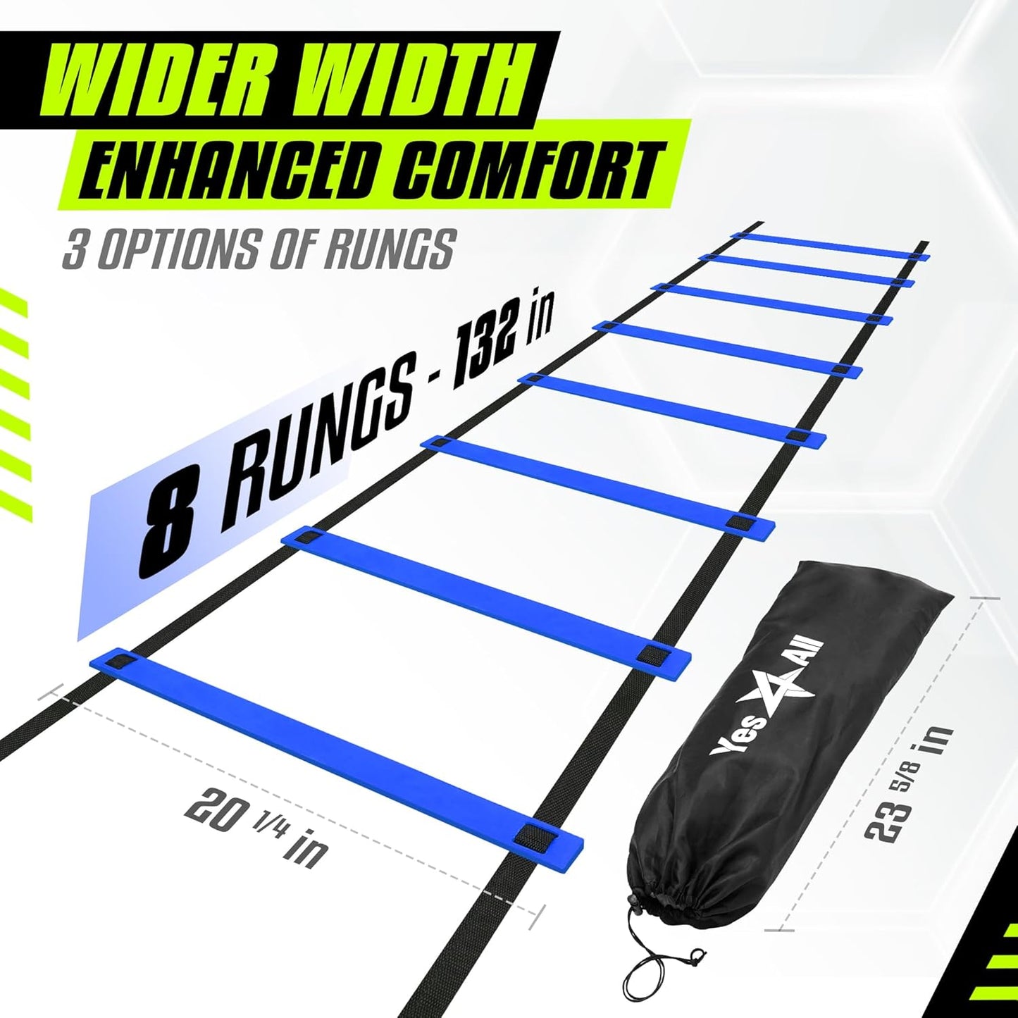 Yes4All Agility Ladder Speed Training Equipment, Adjustable Football Ladder for All Ages with Carry Bag, Durable, Portable, Multiple Colors & Rungs