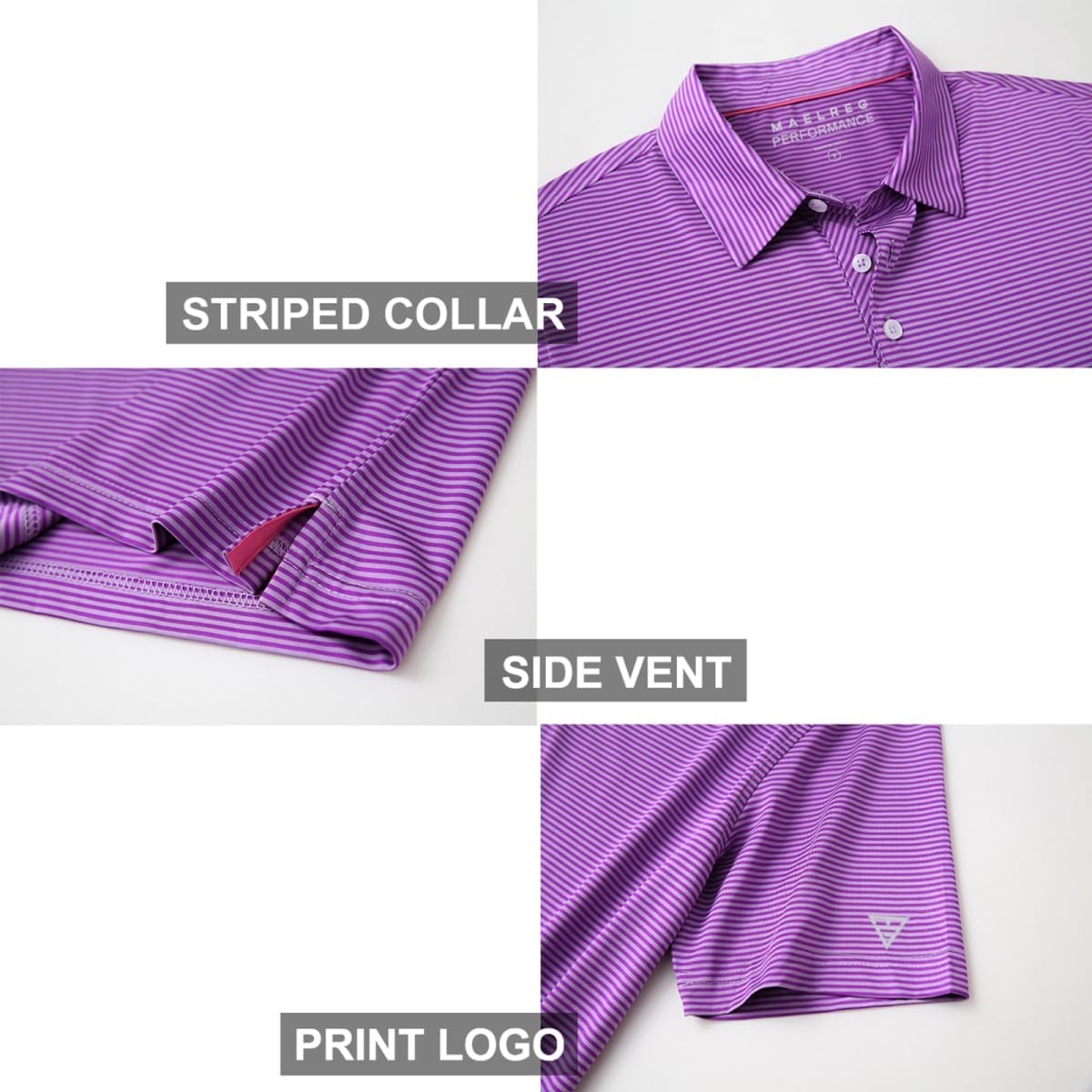 Golf Shirts for Men Dry Fit Short Sleeve Print Performance Moisture Wicking Polo Shirt