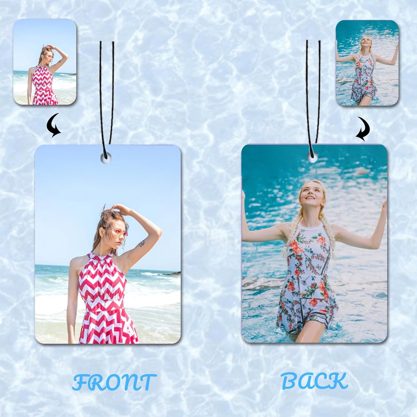 Personalized Photo Car Air Freshener – Custom Double-Sided Print – Fresh Linen Scent – Eco-Friendly, Long-Lasting Fragrance – Unique Gift for Family, Friends, Lovers (Rectangle), White