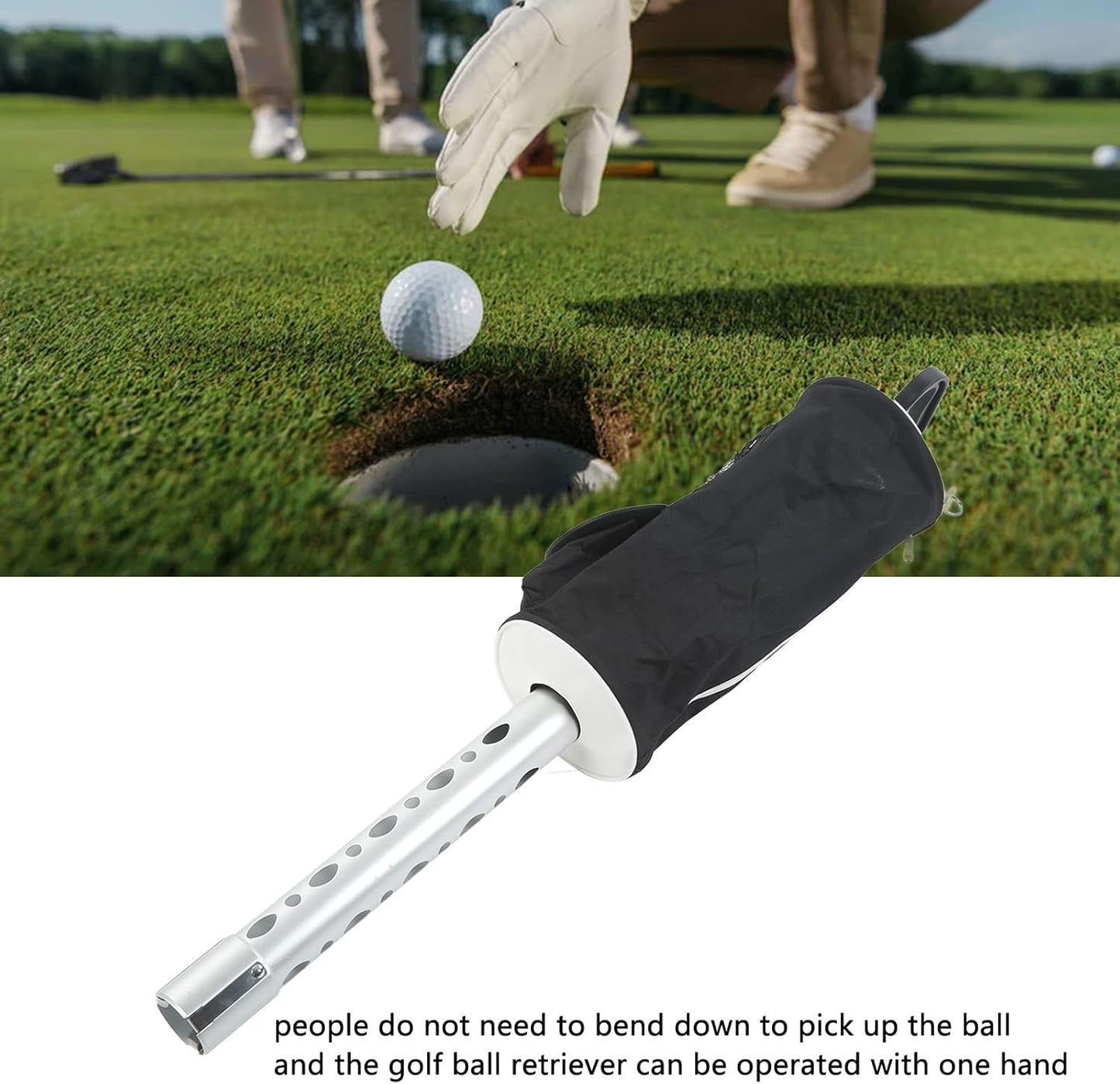Golf Ball Retriever, Large Capacity Shag Bag with Aluminum Alloy Tube, Portable Golf Ball Shagger for Indoor Outdoor Course