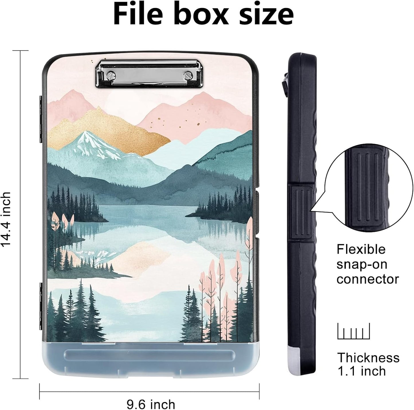 Clipboard with Storage - Large Capacity,Nursing Clipboard with Pen Holder,Heavy Duty,Plastic Side-Opening Folder for Teacher,Nurse - Colorful Mountains River