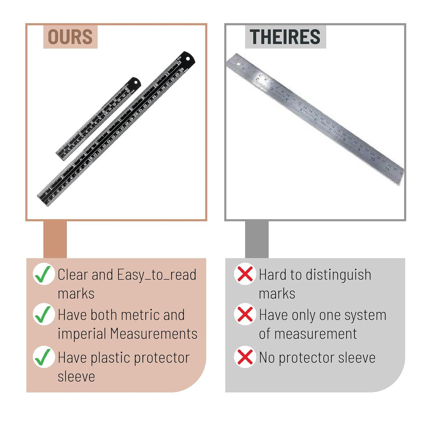 Mr. Pen- Steel Rulers, 2 Pcs, 6" and 12", Black, 6 Inch Ruler Metal Rulers, Small Metal Ruler 6 Inch Metal Ruler Thin Flat, Stainless Steel Ruler 12 Inch, Centimeter Ruler, Steel Ruler 12 Inch