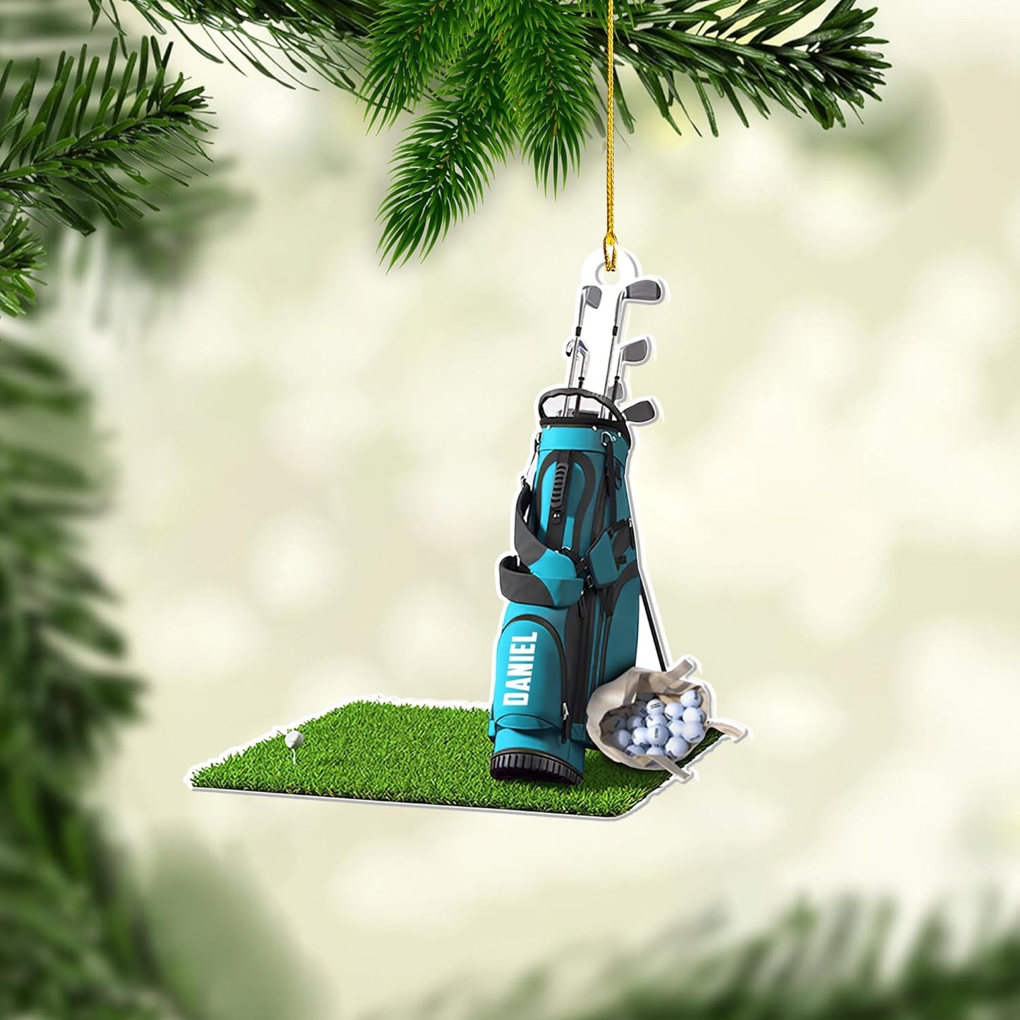 Personalized Golf Ornaments for Christmas Tree 2025 Custom Golf Christmas Ornament Golfing Bag Ornament Sports Golf Cart Ornaments Gift for Golfer Bag Golfing Lovers Hanging Decoration (G11)