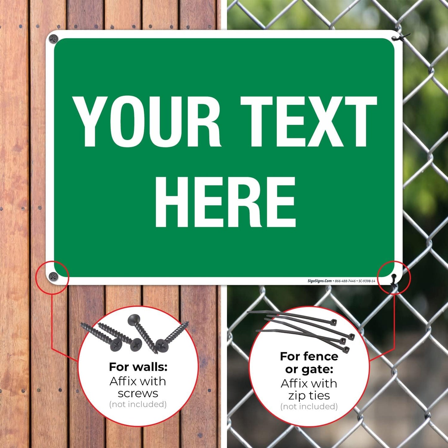 Personalized Custom Green Background Customize for Office, Business, Workplace, Home, Airbnb, Delivery Sign, 10x14 Inches, Rust Free .040 Aluminum, Fade Resistant, Made in USA by Sigo Signs