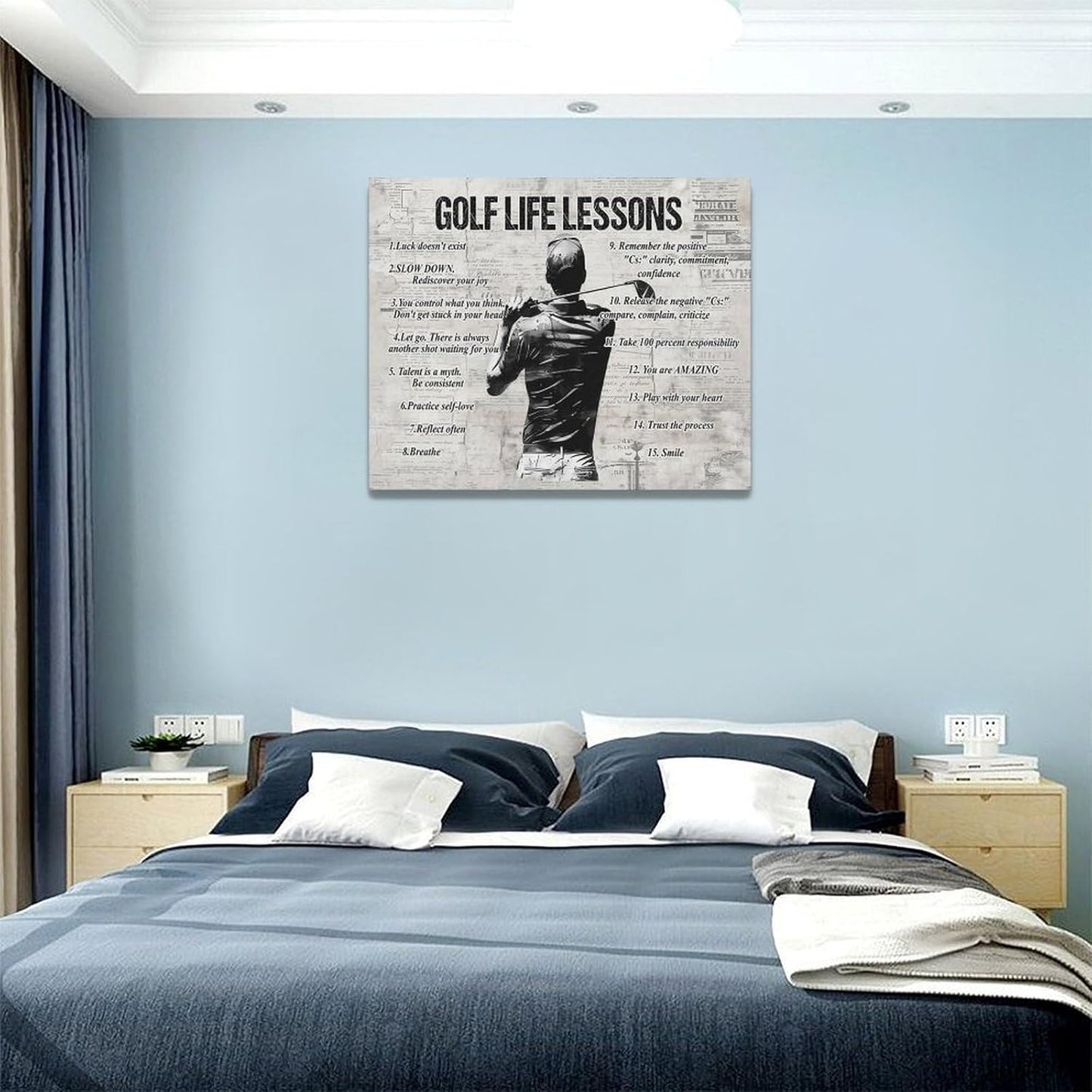 Gyeong Golf Sports Wall Art Golf Life Lessons Wall Decor Golf Sign Retro Poster Boy Men Room Motivational Decorations Canvas Print Painting Artwork for Bedroom Bathroom Living Room 20"x16"