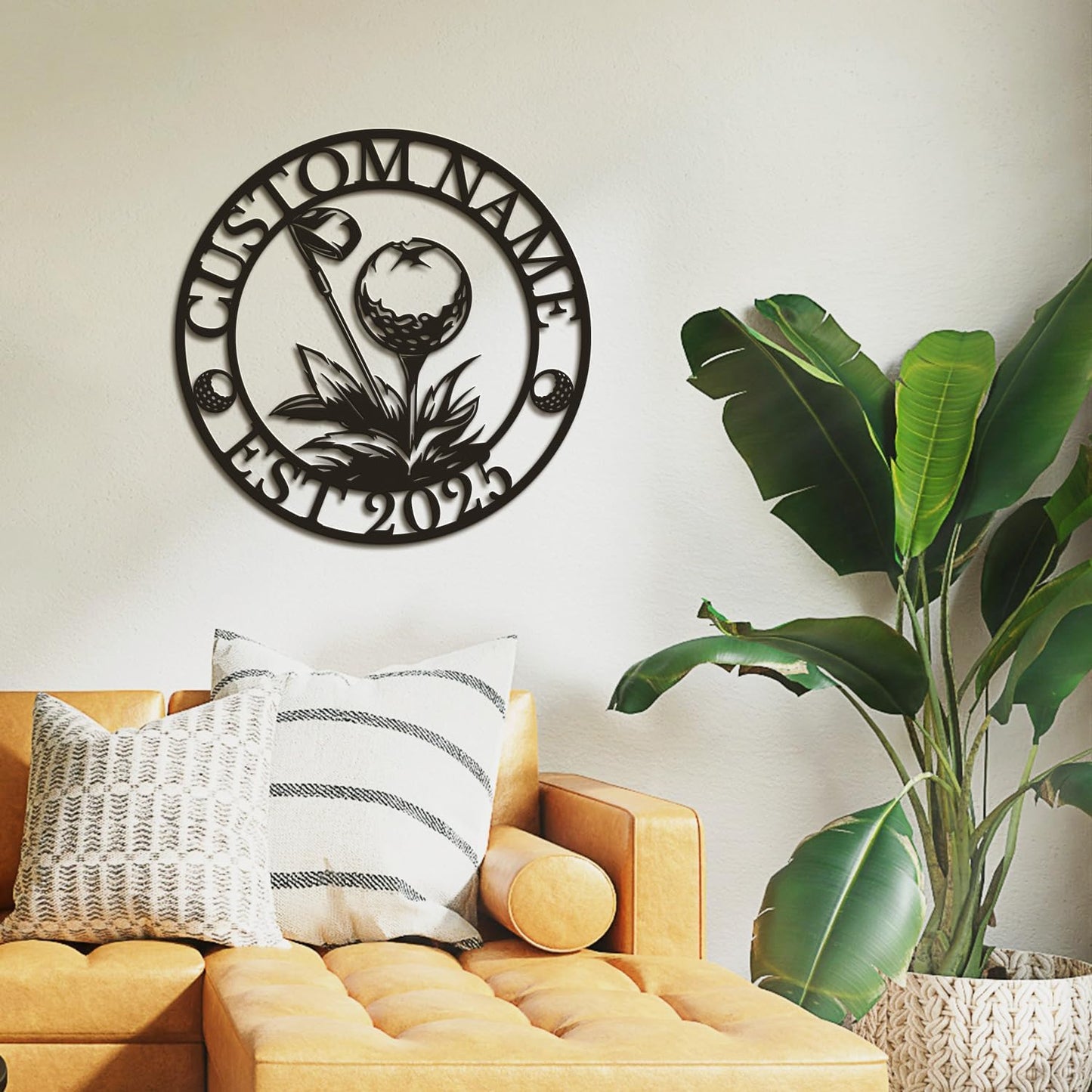 Personalized Custom Crossed Golf Metal Wall Art,Personalized Golfer Name Sign Decoration For Room,Hole Golf Club Decoration (Style-7)