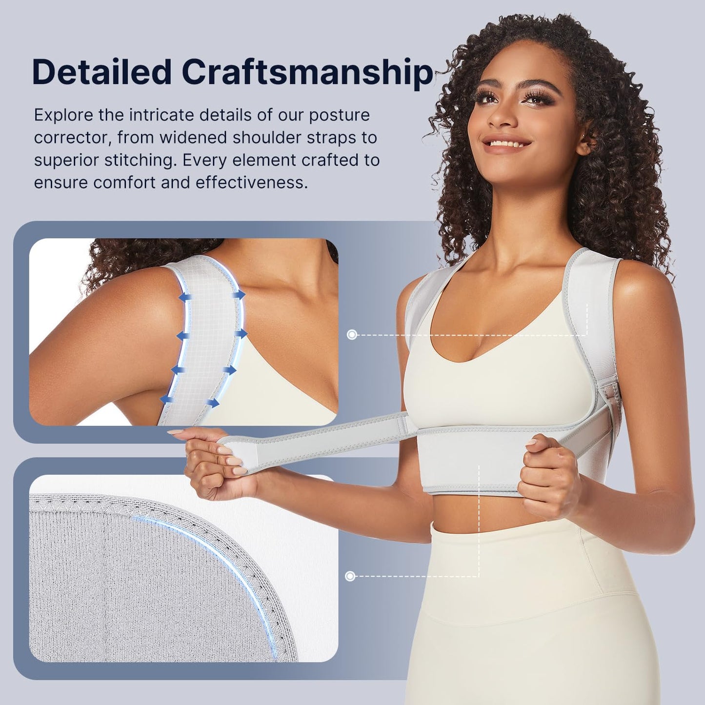 Fit Geno Posture Corrector for Women: Adjustable Lightweight Upper Back Brace for Neck Shoulder & Upper Back Pain Relief - Improve Posture Correct Hunchback Slouching Kyphosis Invisible Under Clothes (XS/S Under Bust 30"-43")