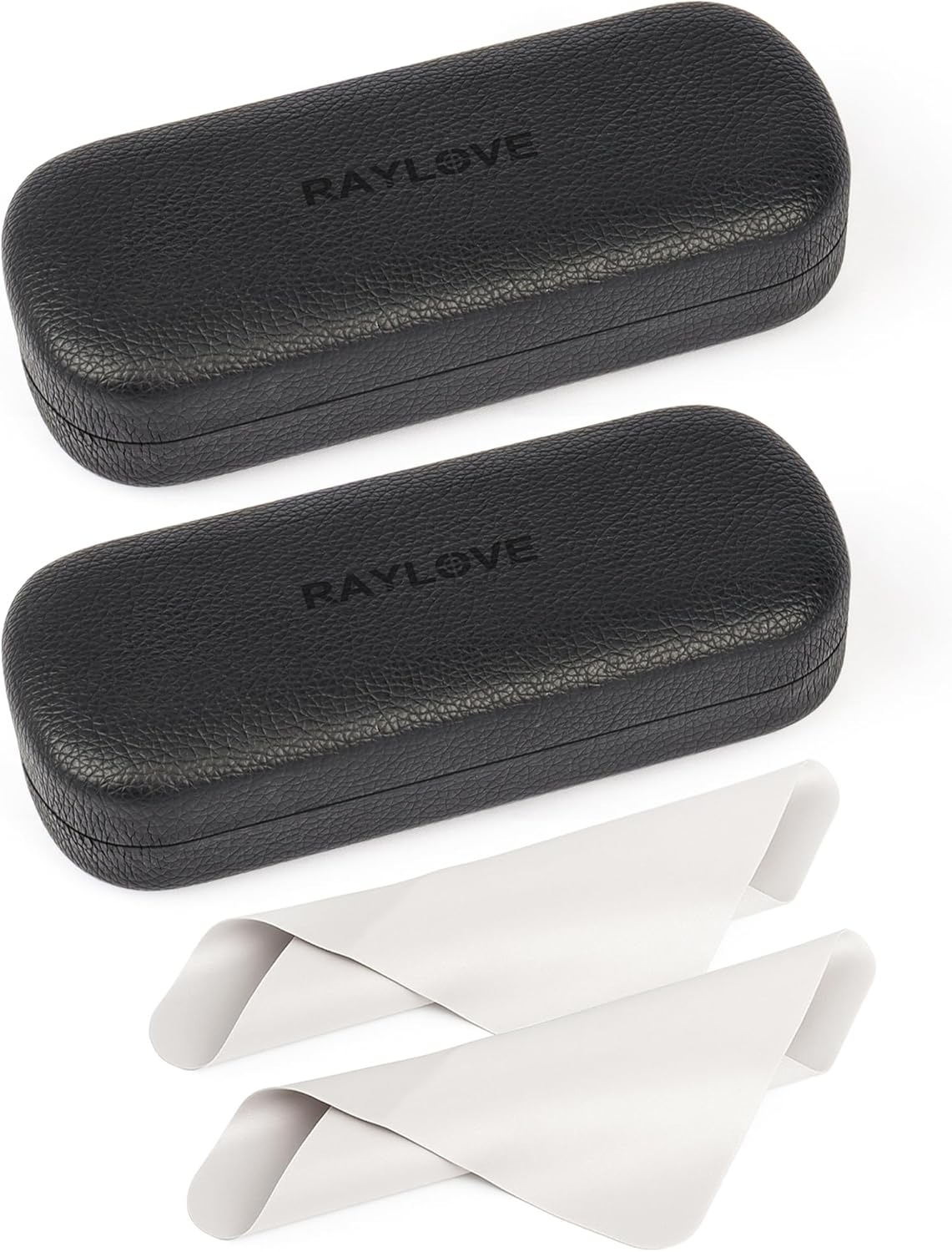 RayLove Glasses Case Hard Shell Eyeglass Case with Cleaning Cloth, PU Leather Protective Eye Glass Cases Fits Most Sunglasses