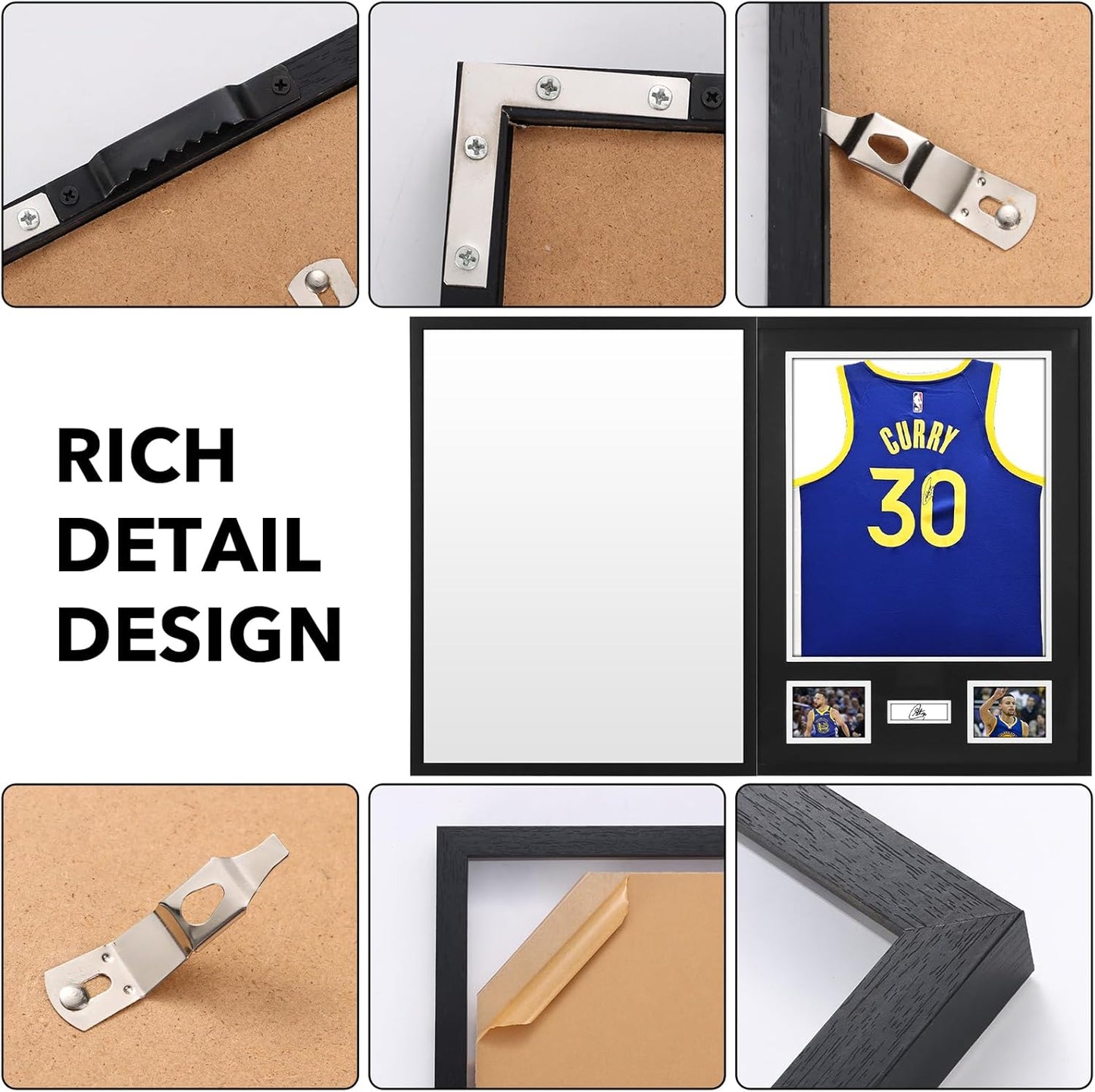 Nice C Jersey Frame Display Cases, Jersey Frame with Pictures Photos, Jersey Shadow Box Shirt Display Case, 98% UV Protection, Football Basketball Soccer (1 Pack)