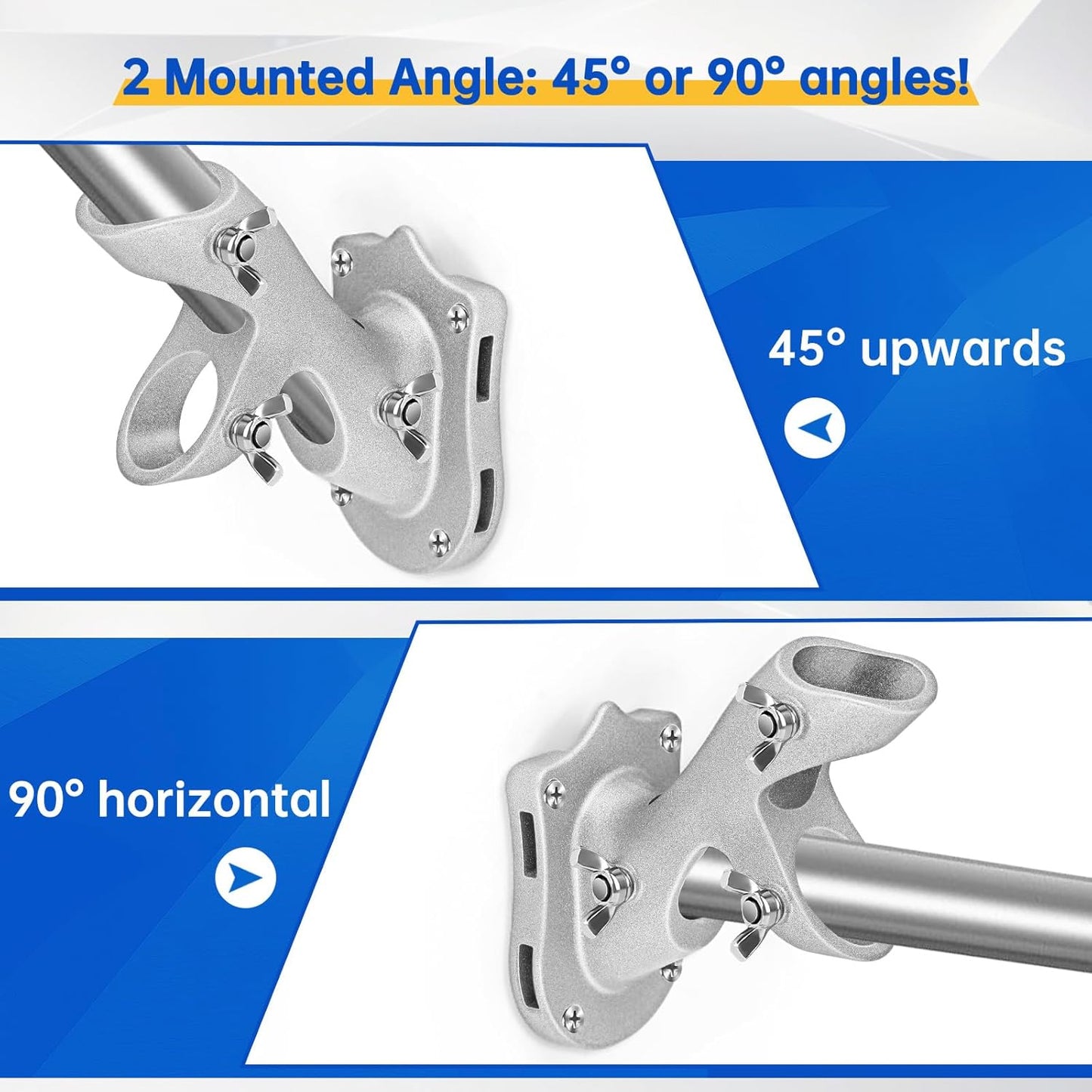 Anovo Flag Pole Kit- Stainless Steel 7 FT Flag Poles with1 Inch Metal 360° Rotating Flag Pole Rings Clip, Two-Position Flag Pole Holder Brackets Mounting for Outside House Outdoor Porch(7 FT - Sliver)