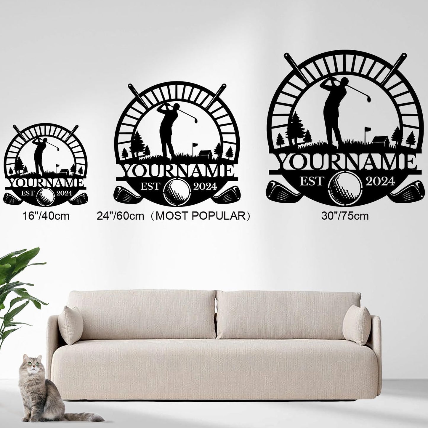 Golf Art Metal Signs,Custom Golf Metal Name Signs,Personalized Golf Signs,Black Golf Metal Wall Art Signs,Golfball Home Outdoor Metal Signs (Style D)