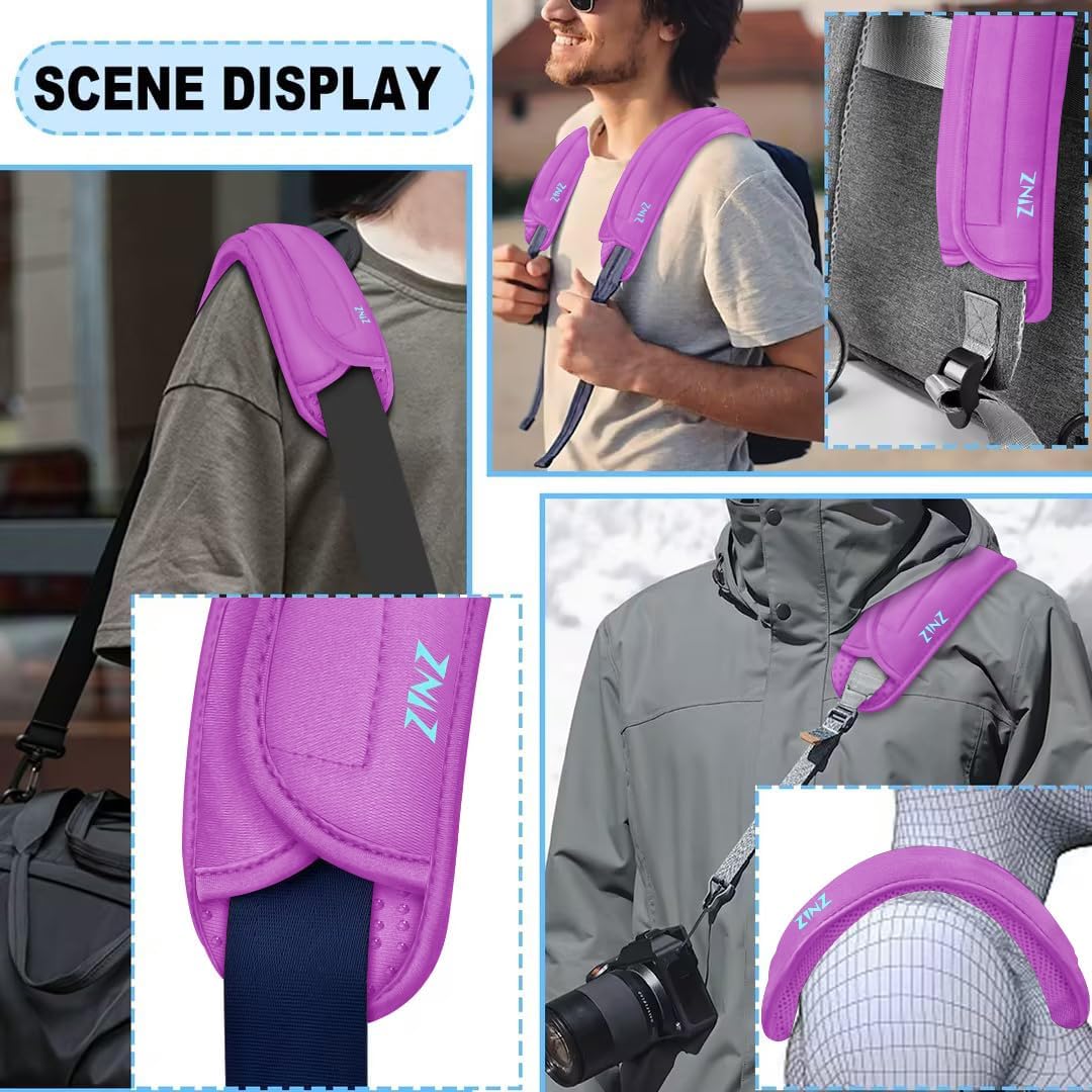 ZINZ 2-Pack Universal Shoulder Pad with Ultra Thick Cushion for Bag Luggage Bag Crossbody, Plus Long & Anti-Slip & Breathable,Purple