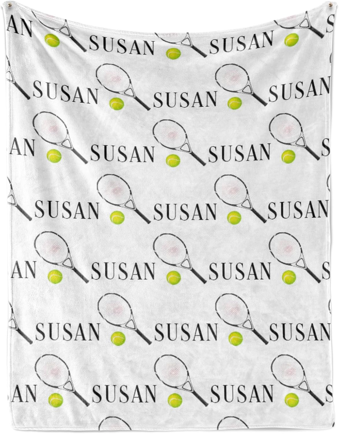 Custom Name Tennis Blanket - Personalized Names Soft Plush Flannel Throw Blankets for Baby Kids Teen Boys Girls Holidays Birthdays Gifts Color19