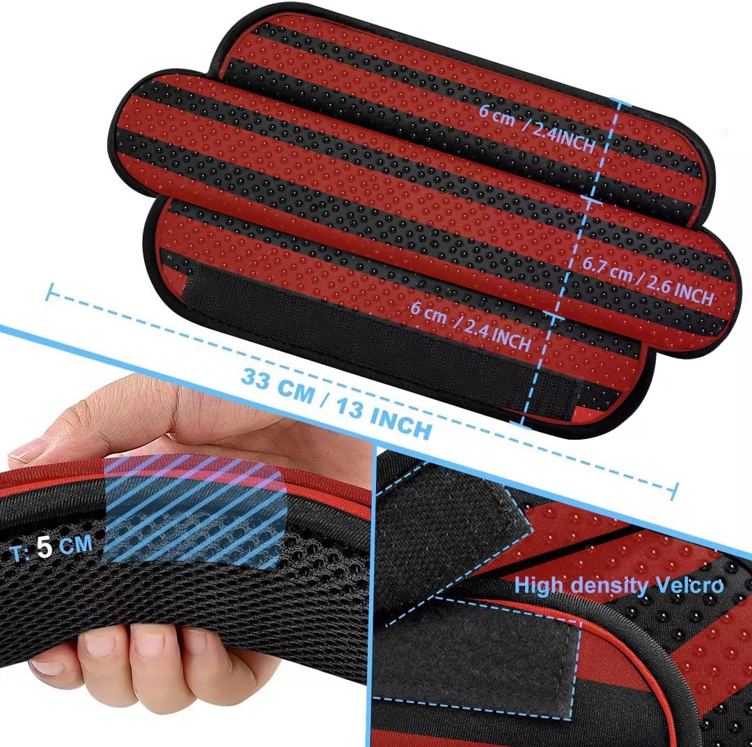 ZINZ 2-Pack Universal Shoulder Pad with Ultra Thick Cushion for Bag Luggage Bag Crossbody, Plus Long & Anti-Slip & Breathable,Black red Black