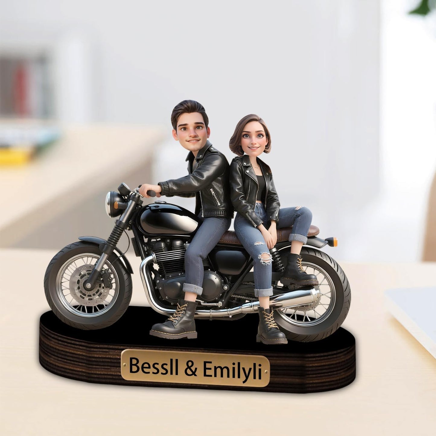 Personalized Motorcycle Portrait Desktop Ornament Custom Name Unique Acrylic Desk Decor Gift For Husband Boyfriend Couple Birthday Xmas Anniversary (style 36)