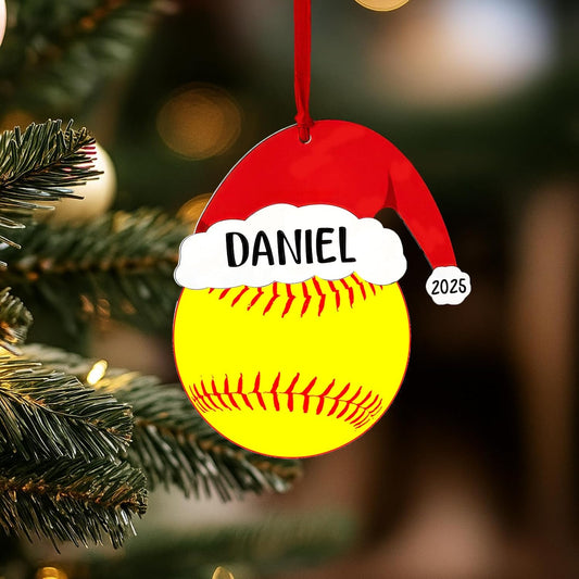Personalized Softball Christmas Ornament 2025, Custom Christmas Tree Ornaments with Name, Team Ornament, Softball Coach Gift, Hanging Decor, Gifts for Sports Lovers Boys, Xmas Gift 2025