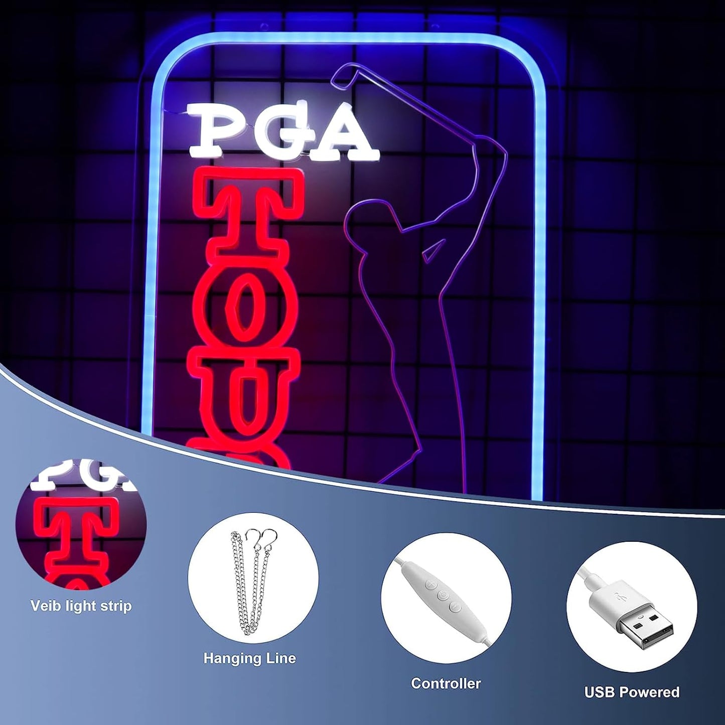 Golf Neon Signs for Wall Decor, Dimmable Led Signs for Bedroom, Powered by USB11.4 * 15.7inch,Light Up Signs for Golf Club Sports Bar Man Cave Party Decor