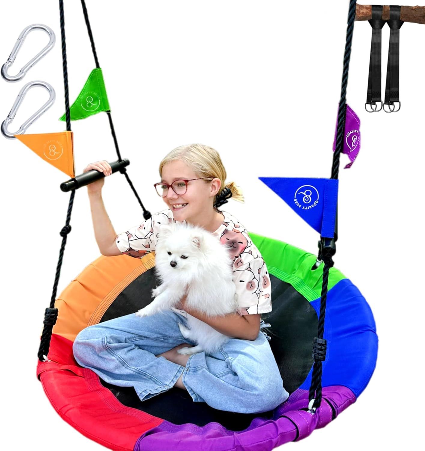 Saucer Tree Swing for Kids – 40 Inch Round Saucer Swing with Adjustable Hanging Straps, Waterproof 900D Oxford Fabric in Indoor & Outdoor Fun with Full Installation Tools & User Manual