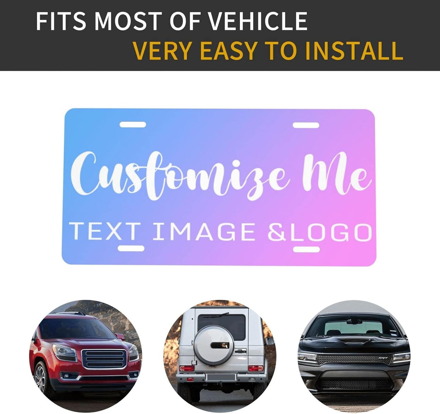 Custom License Plate 4x2/7x4/12x6 Inch Personalized Front License Plate Novelty Customized Car Tags Plates for Front of The Car,12"x6",Style 5