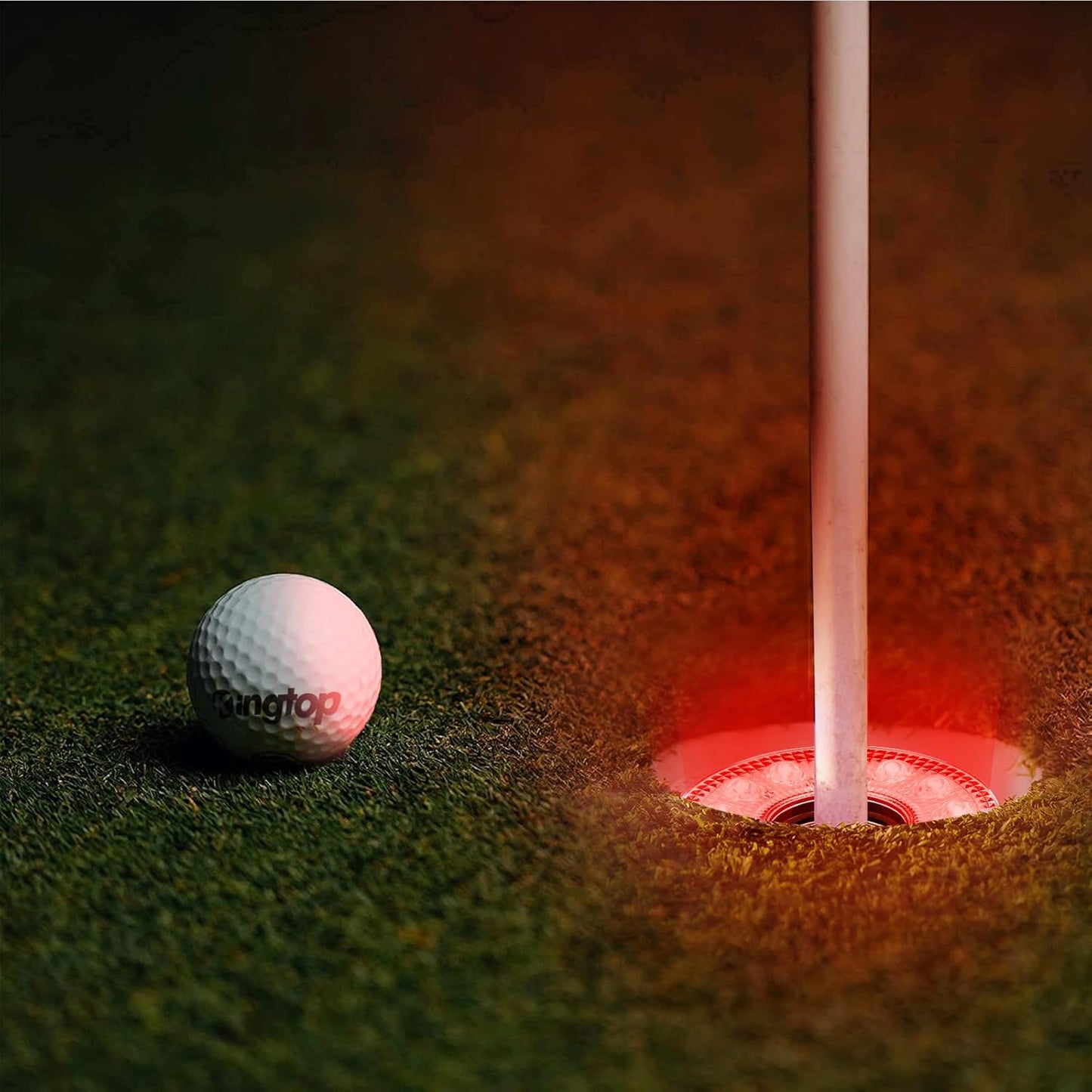 KINGTOP Mini Golf Flagstick with RGB Hole Light, Practice Putting Green Flags for Yard, Golf Pin Flag Hole Cup Set, Light Up Night Golf Party