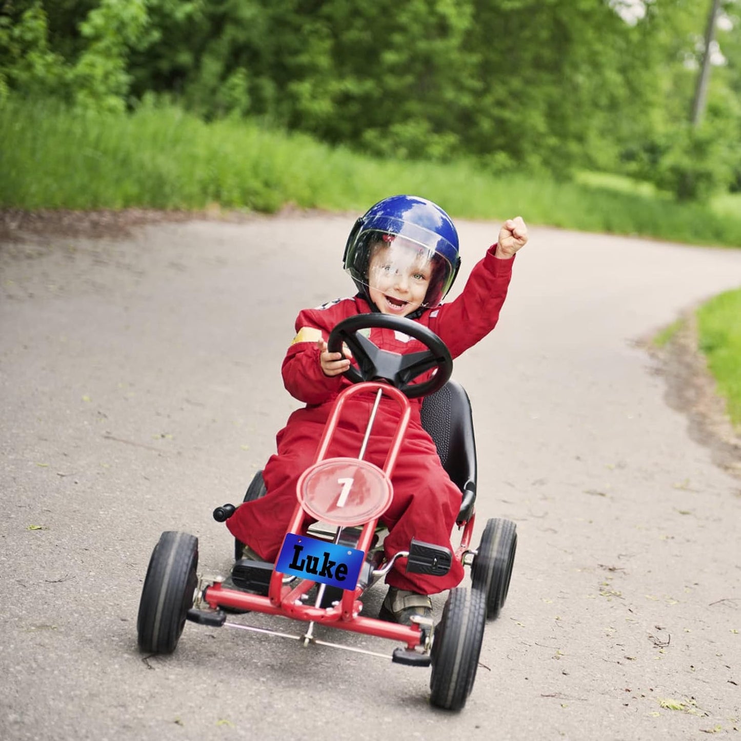 Mini Custom Personalized License Plate 4x2/7x4/12x6 Inch Novelty Small Customized Bike License Plate for Kids Bike Bicycle Toy Car Power Wheels Wagons Golf Cart Accessories,Keychain,4"x2",Style 4