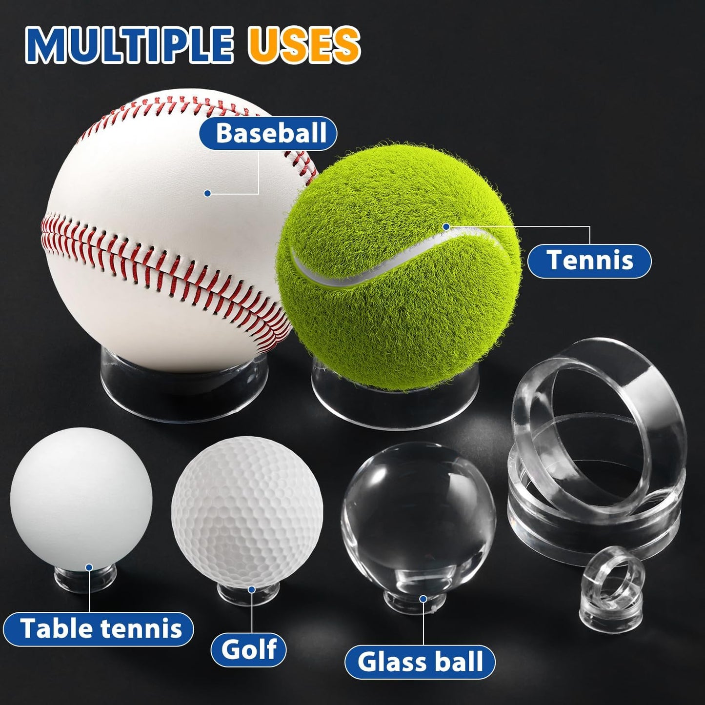 100 Pcs Baseball Holder for Baseball Display Case 1.22 Inches Round Acrylic Stands for Display Case, Clear Ring Stand for Sphere Holder, Small Balls Stands, Golf Ball, Egg Stand, Marble, Softball