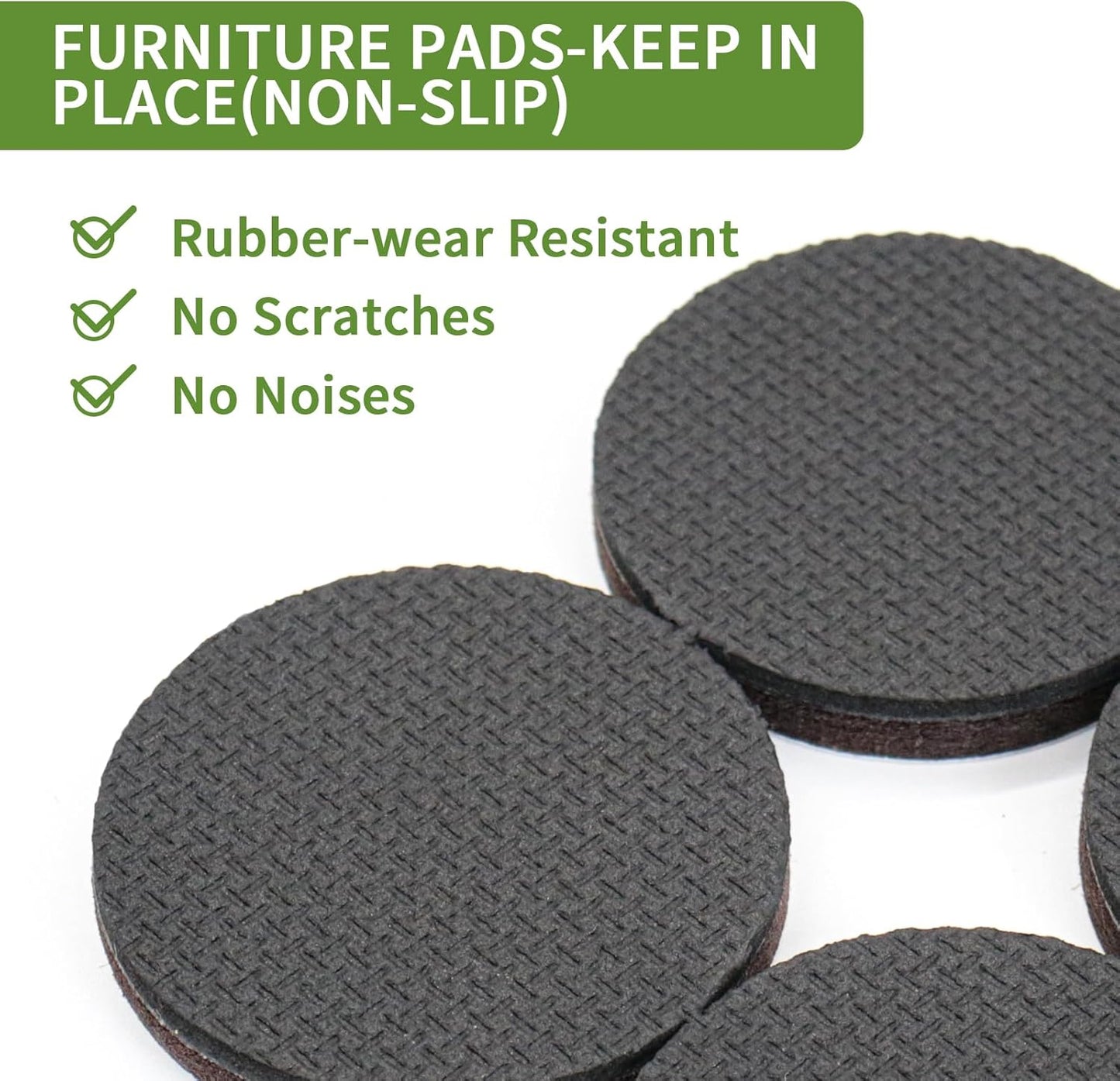 Non Slip Furniture Pads 16 PCS 2'' Round - Anti Slip Furniture Pads - Self Adhesive Rubber Feet Furniture Feet - Chair Leg Floor Protectors - Keep Furniture in Place