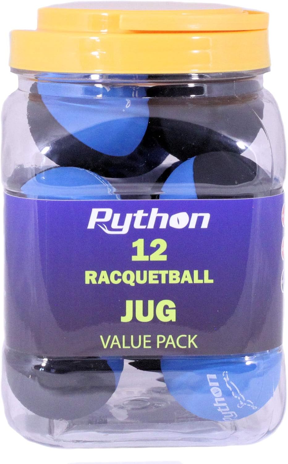 Python RG Multi Colored Racquetballs (Value Pack - 12 Ball Jug/Endorsed by Racquetball Legend Ruben Gonzalez!)