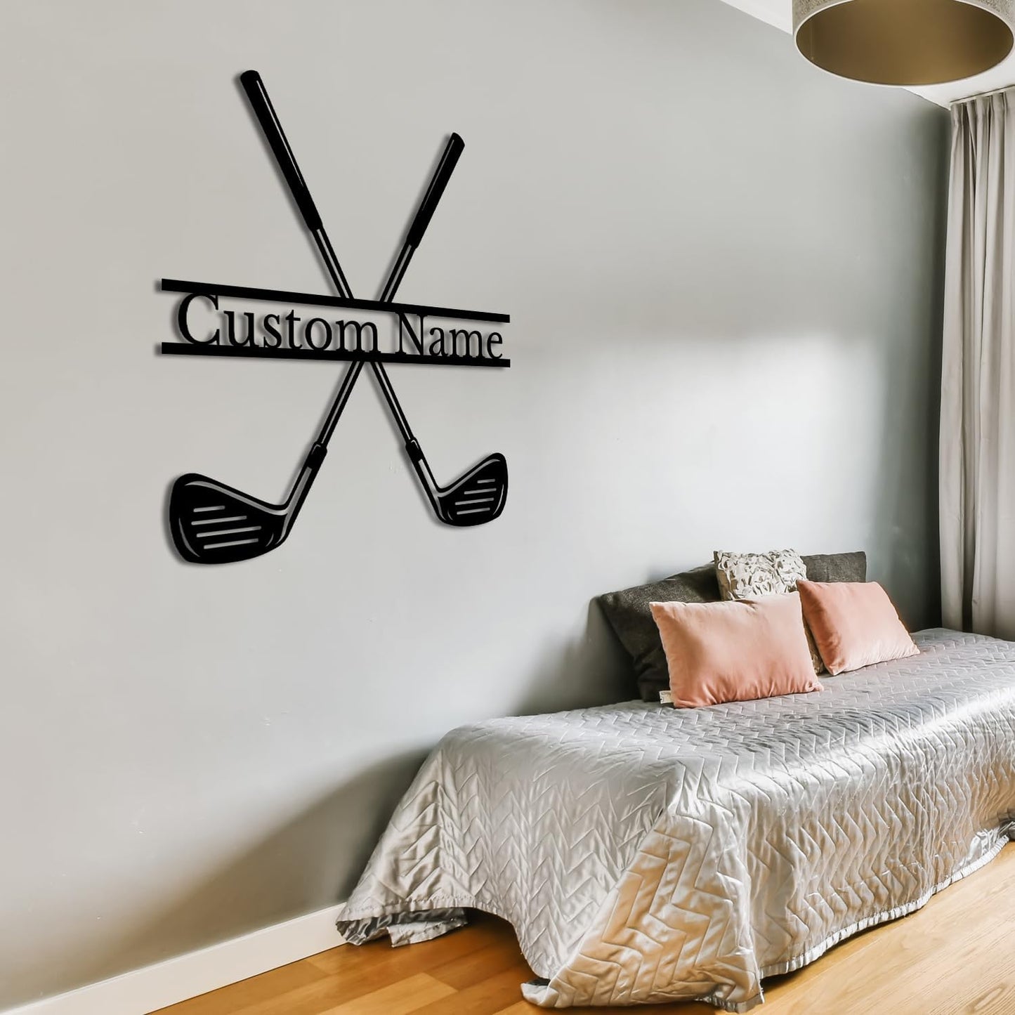 Personalized Custom Crossed Golf Metal Wall Art,Personalized Golfer Name Sign Decoration For Room,Hole Golf Club Decoration (Style-4)
