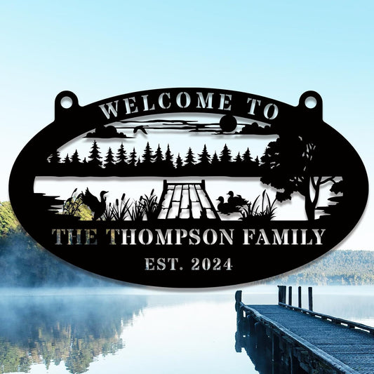 Personalized Lake Dock Metal Sign, Custom Outdoor Metal Sign, Personalized Family Lake Lot Sign, Dock Signs, Lakeside Signs, Outdoor Decor