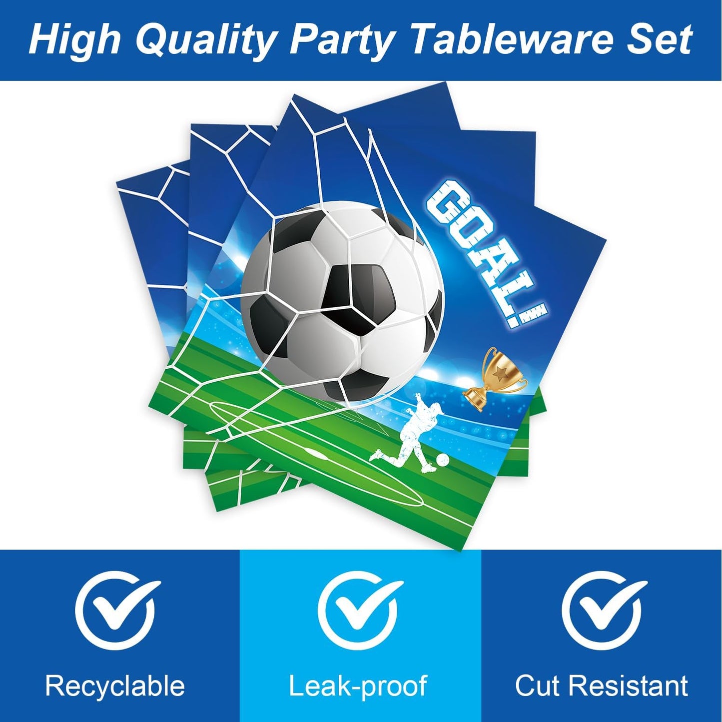 Soccer Birthday Party Decorations Disposable Sports Theme Plates Napkins Forks Supplies Serves 16 Men’s Boy’s 48Pcs Soccer Baby Shower Party Decorations
