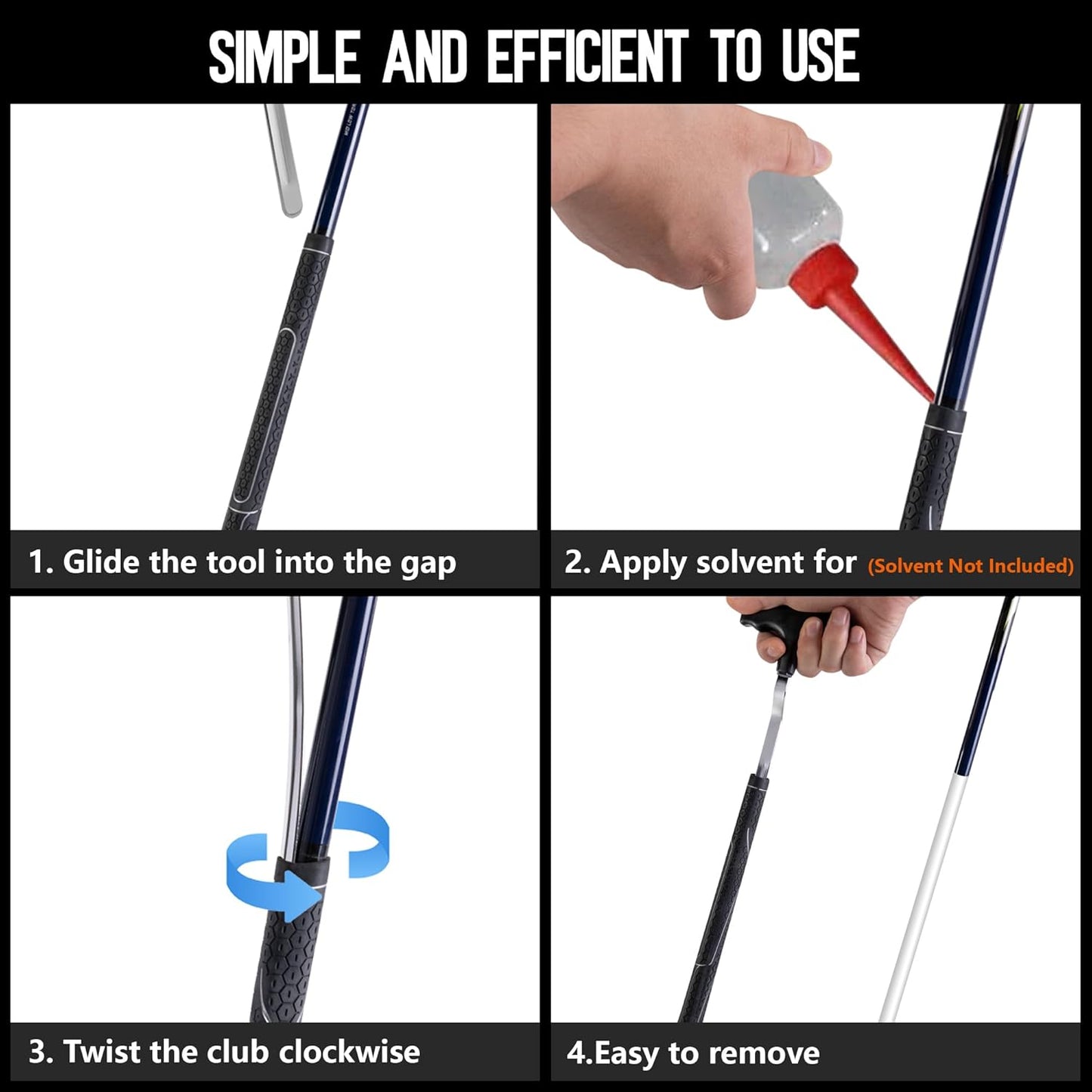 RunNico 12.5'' V-Shaped Golf Grip Removal Tool,Grip Remover Saver Gripping Kit,Golf Grip Tool,Standard Length Swinging Grips Golf Grip Remover Kit
