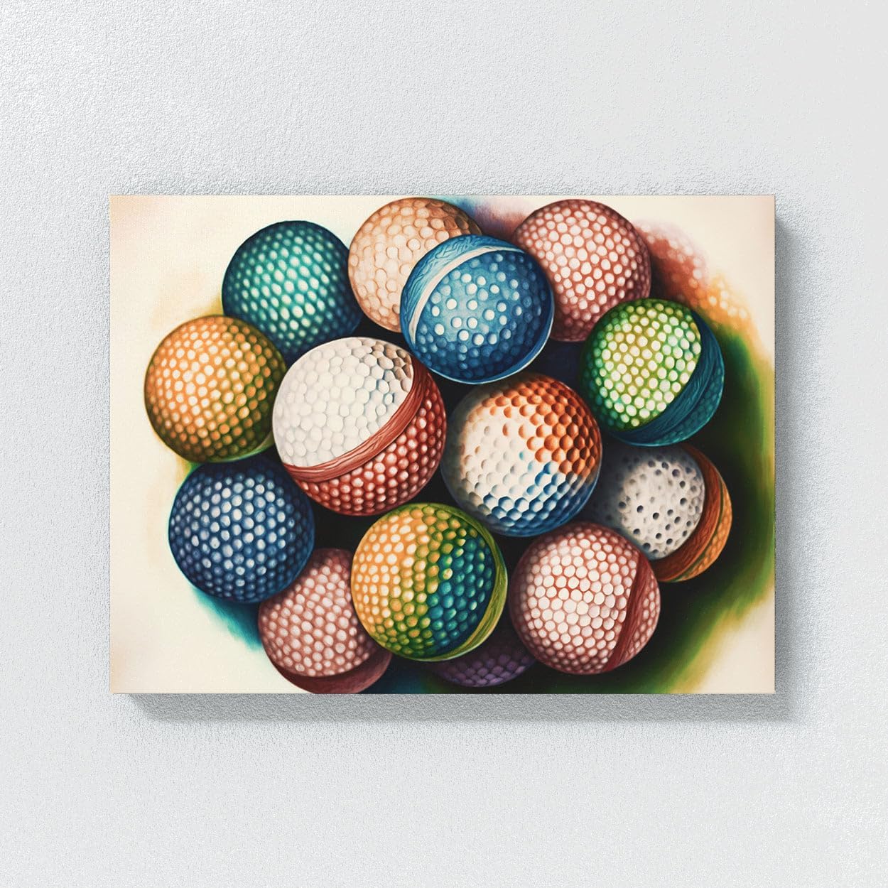 Sense Canvas Golf Ball Watercolor 29 Canvas Art - Home Decor Wall Art Print Poster Painting Large 40x30 / 1.5"