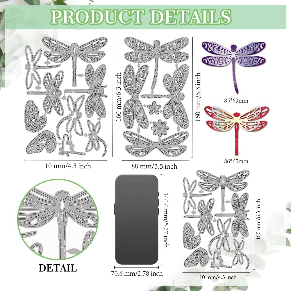 MAYJOYDIY Layered Dragonfly Metal Die Cuts Dragonfly Wings Cutting Dies Stencil Insects Embossing Scrapbooking Cuts Template for DIY Scrapbooking Craft Card Making Album Gift Decor