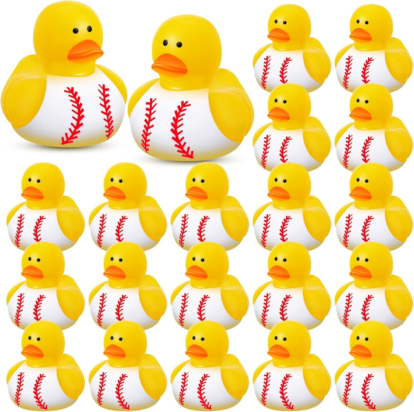 Deekin Rubber Duck 2 Inch Bulk Sport Party Favors for Team Events Game Day Decorations Birthday Party Decorations Club Player Gift(24 Pcs,Baseball White)