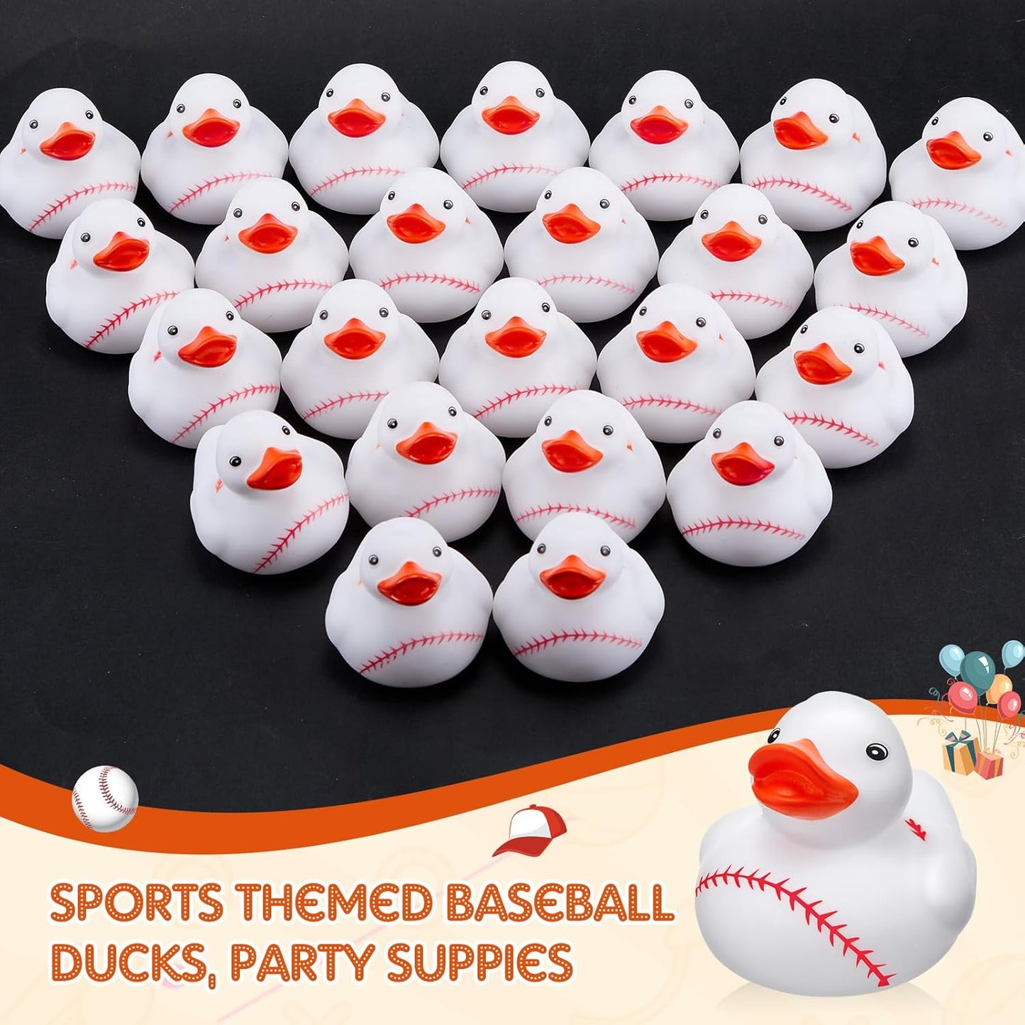 Deekin Rubber Duck 2 Inch Bulk Sport Party Favors for Team Events Game Day Decorations Birthday Party Decorations Club Player Gift(50 Pcs,Baseball)