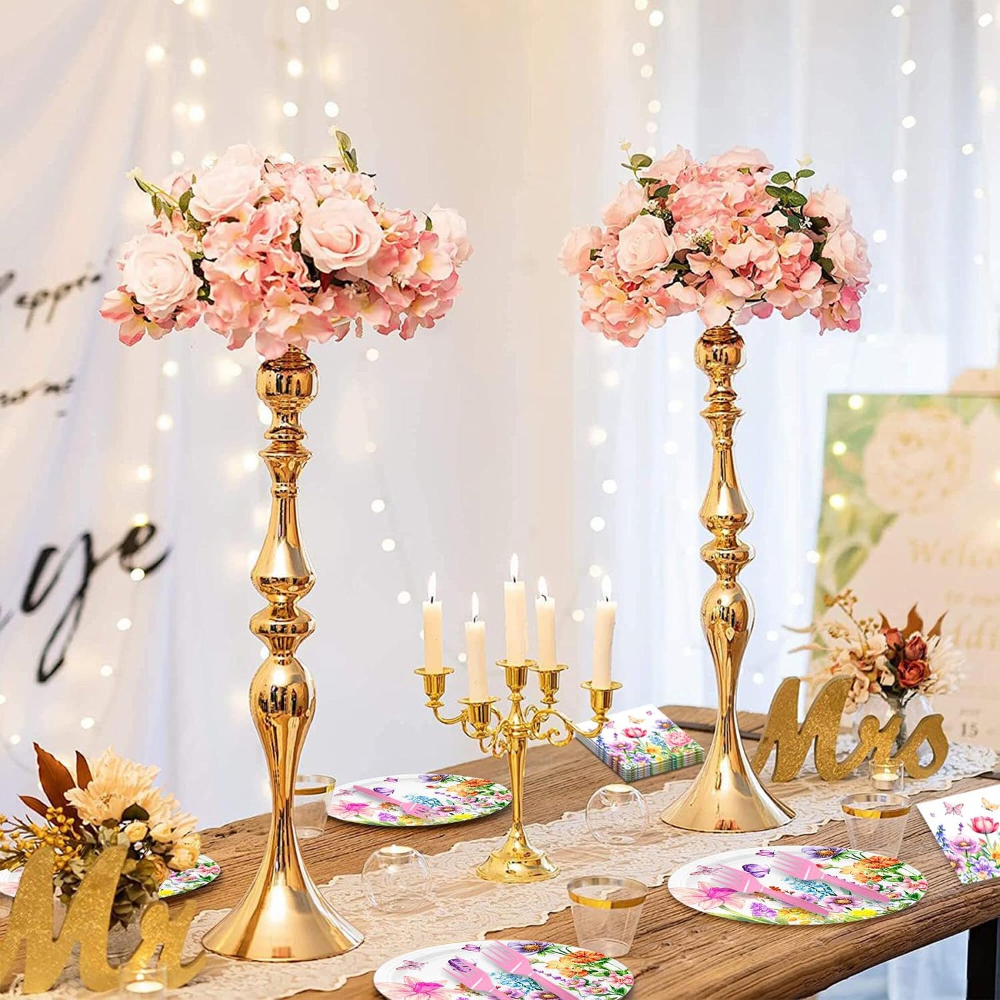 48Pcs Wildflower Party Decorations Disposable Vintage Floral Plates Napkins Forks Supplies for Birthday Decor Serves 16 Wildflower Baby Shower Decorations