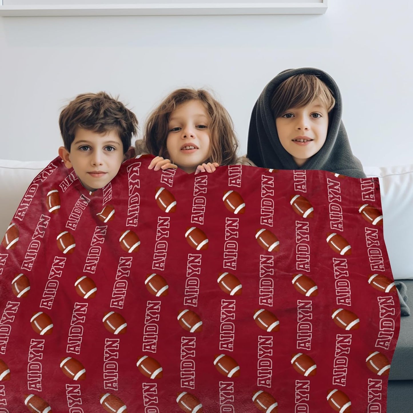 Custom Name Football Blanket - Personalized Names Soft Plush Flannel Throw Blankets for Baby Kids Teen Boys Girls Holidays Birthdays Gifts Color13