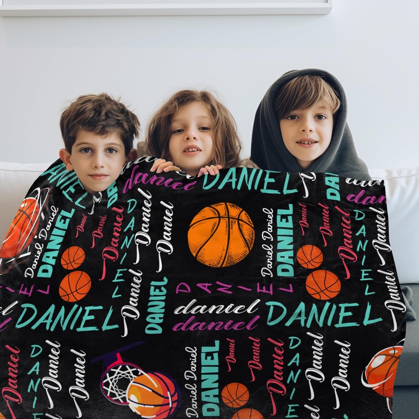 Custom Name Basketball Blanket - Personalized Names Soft Plush Flannel Throw Blankets for Baby Kids Teen Boys Girls Holidays Birthdays Gifts Color06