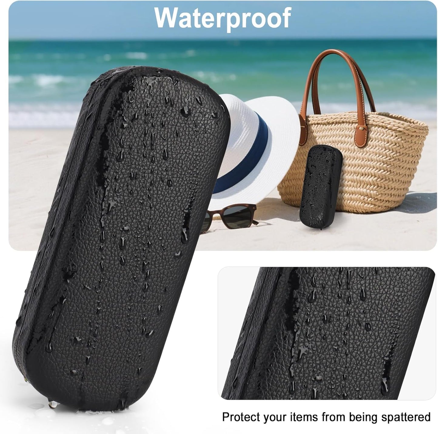 RayLove Glasses Case Hard Shell Eyeglass Case with Cleaning Cloth, PU Leather Protective Eye Glass Cases Fits Most Sunglasses