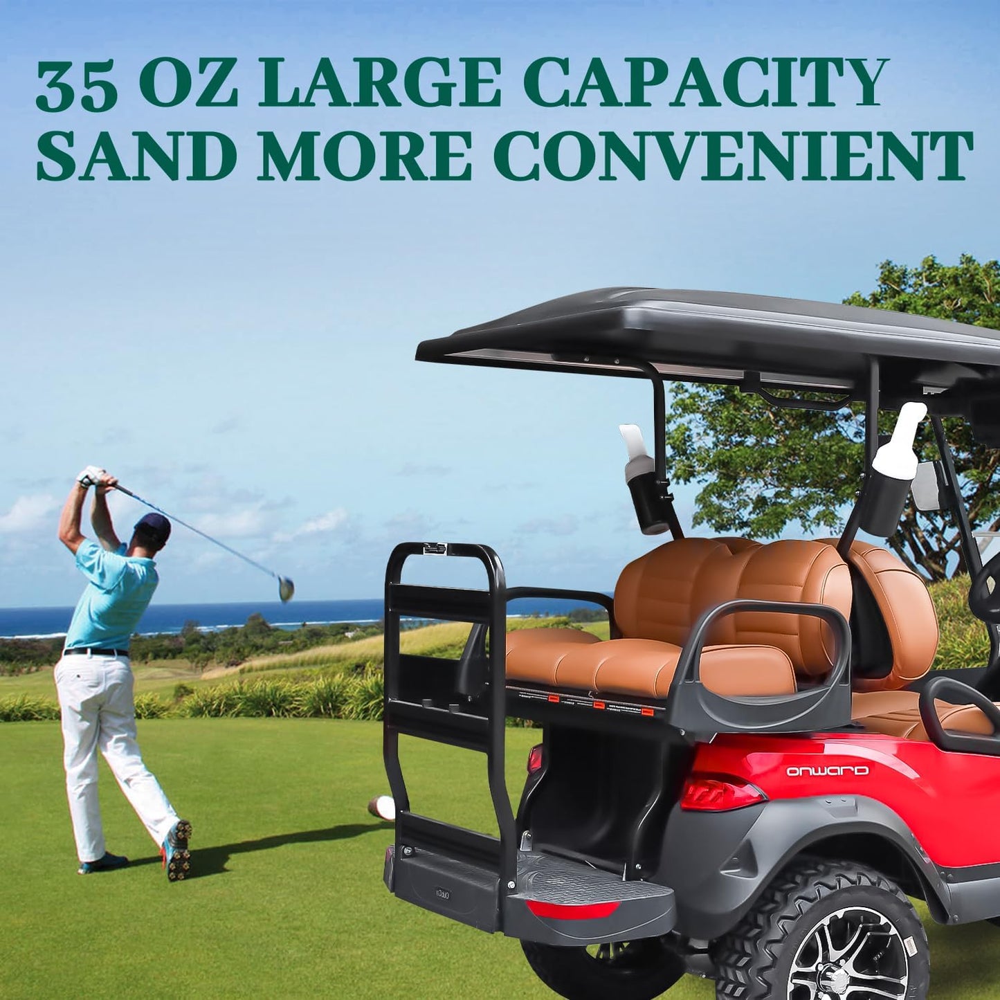 Golf Cart Sand Bottle with Holder, Universal No Drilling Sand Bottle Assembly, Suitable for Club Car EZGO Yamaha with 1" Tube Bracket, Large Capacity with Rattle Proof Holder(1PCS)