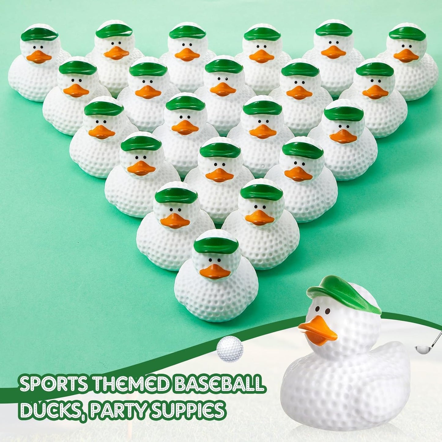 Deekin Rubber Duck 2 Inch Bulk Sport Party Favors for Team Events Game Day Decorations Birthday Party Decorations Club Player Gift(100 Pcs,Golf)