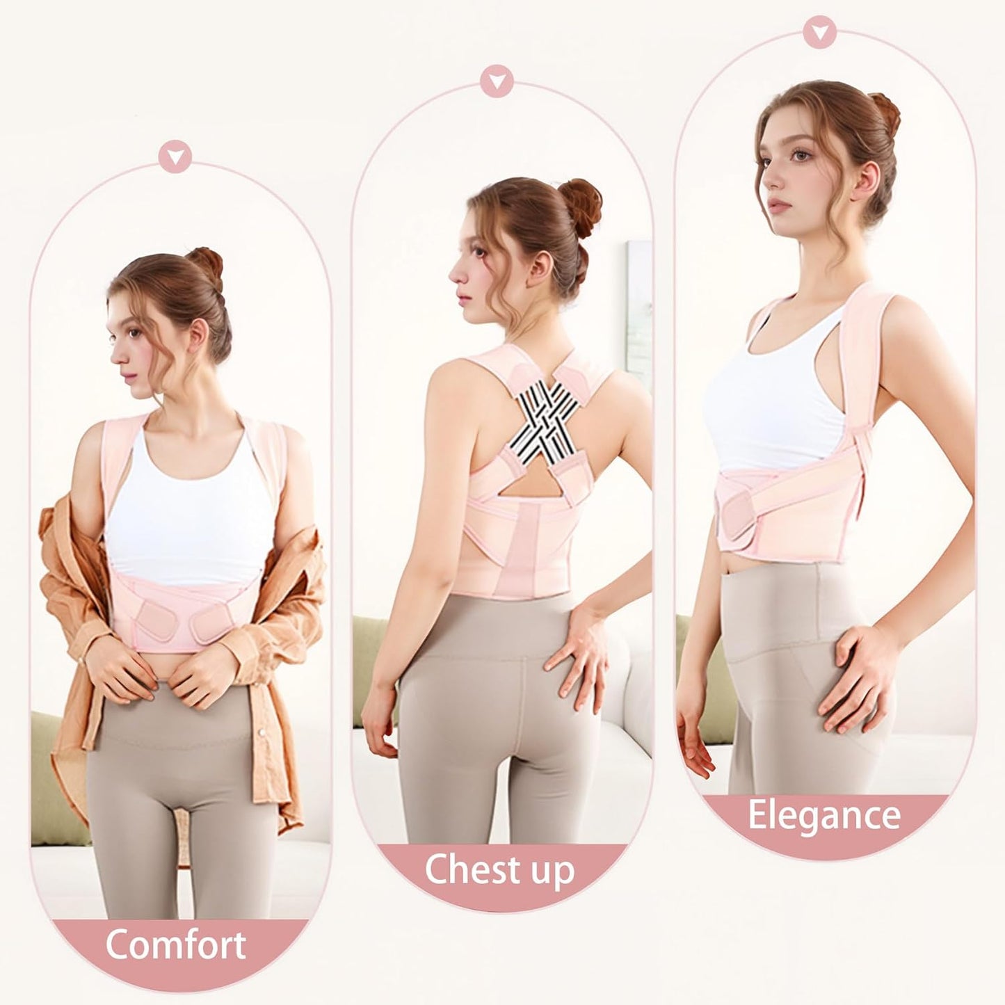 Back Brace Posture Corrector for Women and Men Shoulder Straightener Hunchback Adjustable Support Upper Comfy Correction Back Pain Relief Scoliosis Lumbar Spine Upgraded (Pink, XX-Large)