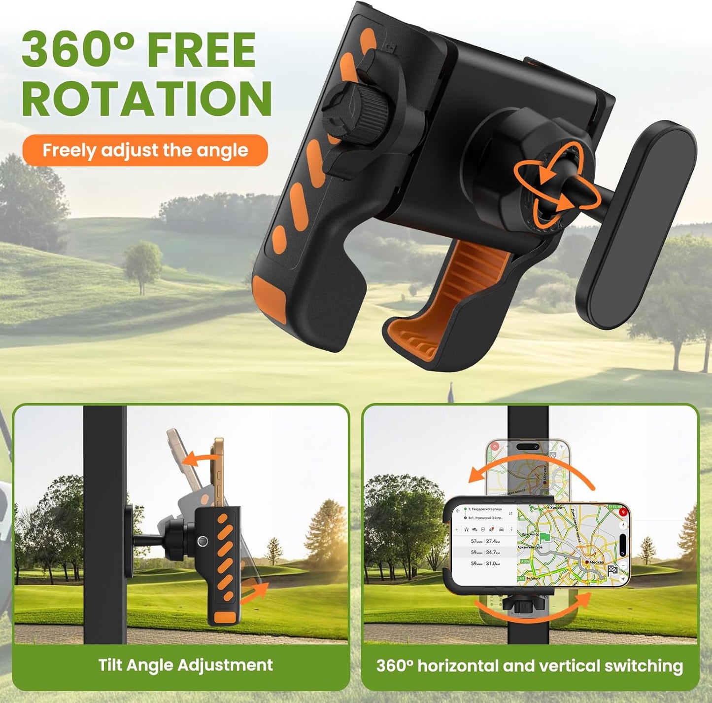 Magnetic Golf Cart Phone Holder - Premium N52 Magnet Phone Caddy Compatible with EZGO, Club Car, Yamaha, Universal Secure Mount for iPhone, Samsung & Smartphone, Durable Golf Accessories for Men Women