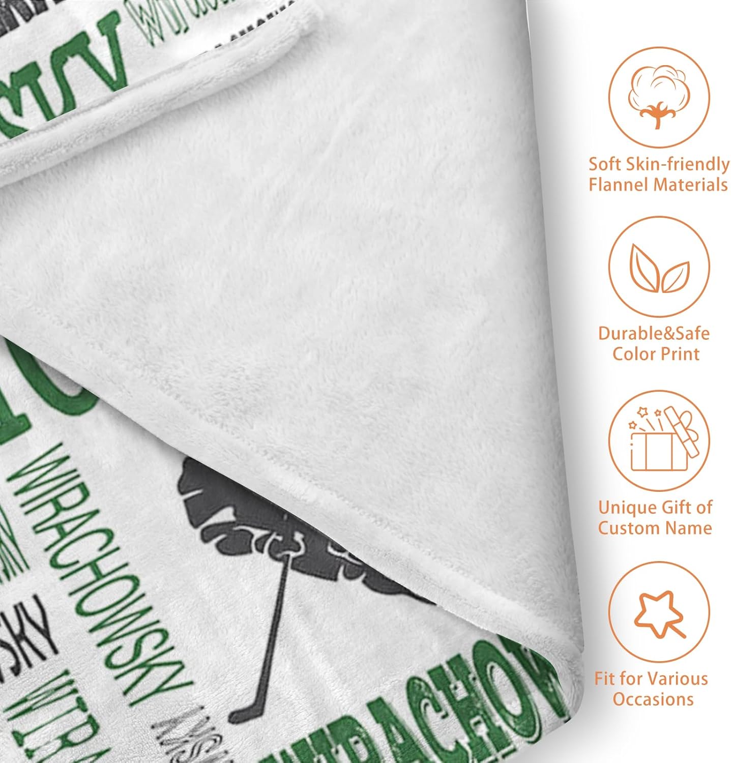 Custom Name Hockey Blanket - Personalized Names Soft Plush Flannel Throw Blankets for Baby Kids Teen Boys Holidays Birthdays Gifts Color11