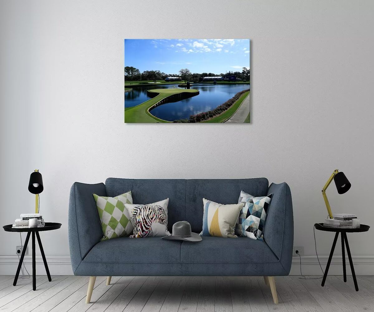 TPC Sawgrass Golf Course Wall Art for Living Room Bedroom Office Wall Decor - USA Golf Course Picture Poster Framed Artwork Canvas Prints Golf Art Ready to Hang(24''H x 36''W)