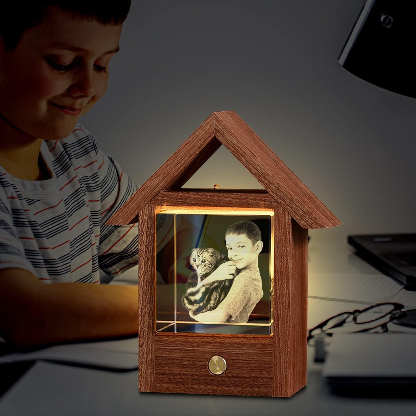3D Crystal Photo, Engraving Personalized Gift with Your Own Photo, Unique Gift, Marriage Gift, Memorial Present-Small House