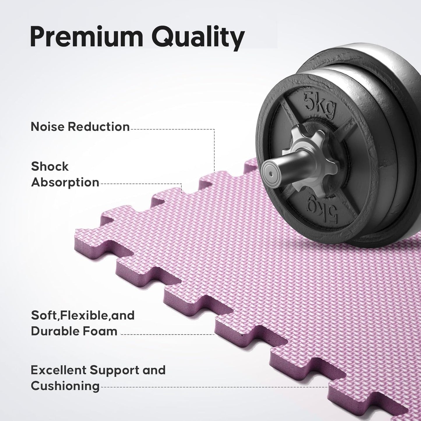 Home Gym Mat, Puzzle Exercise Mat, EVA Interlocking Foam Floor Tiles for Home Workout Equipment and Kids' Play Areas - Blue, 24 in x 24 in x ½ in - (Pink, 16 Pack(64 SQ FT))